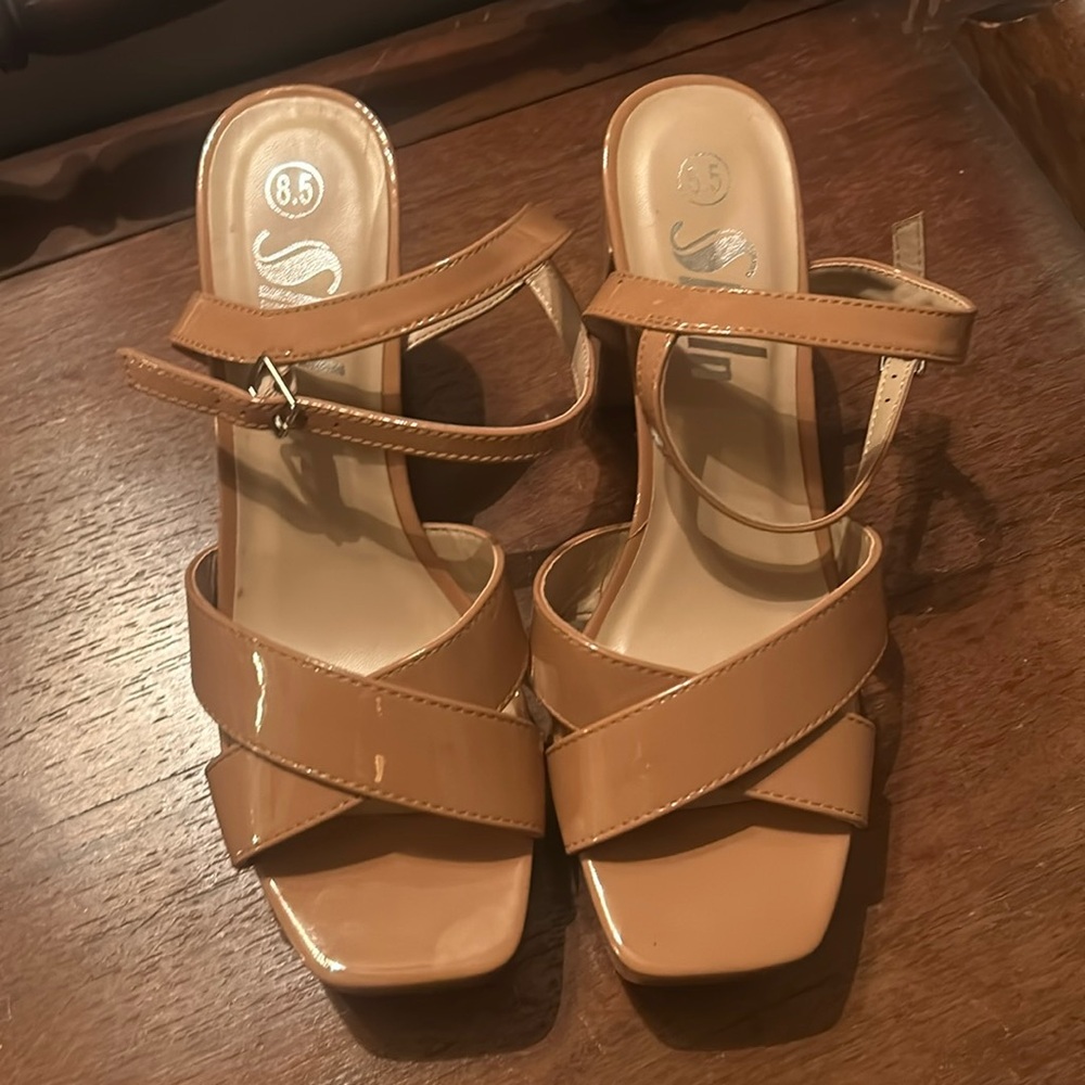 Beige heeled sandals, Shein size 8.5. Like new!